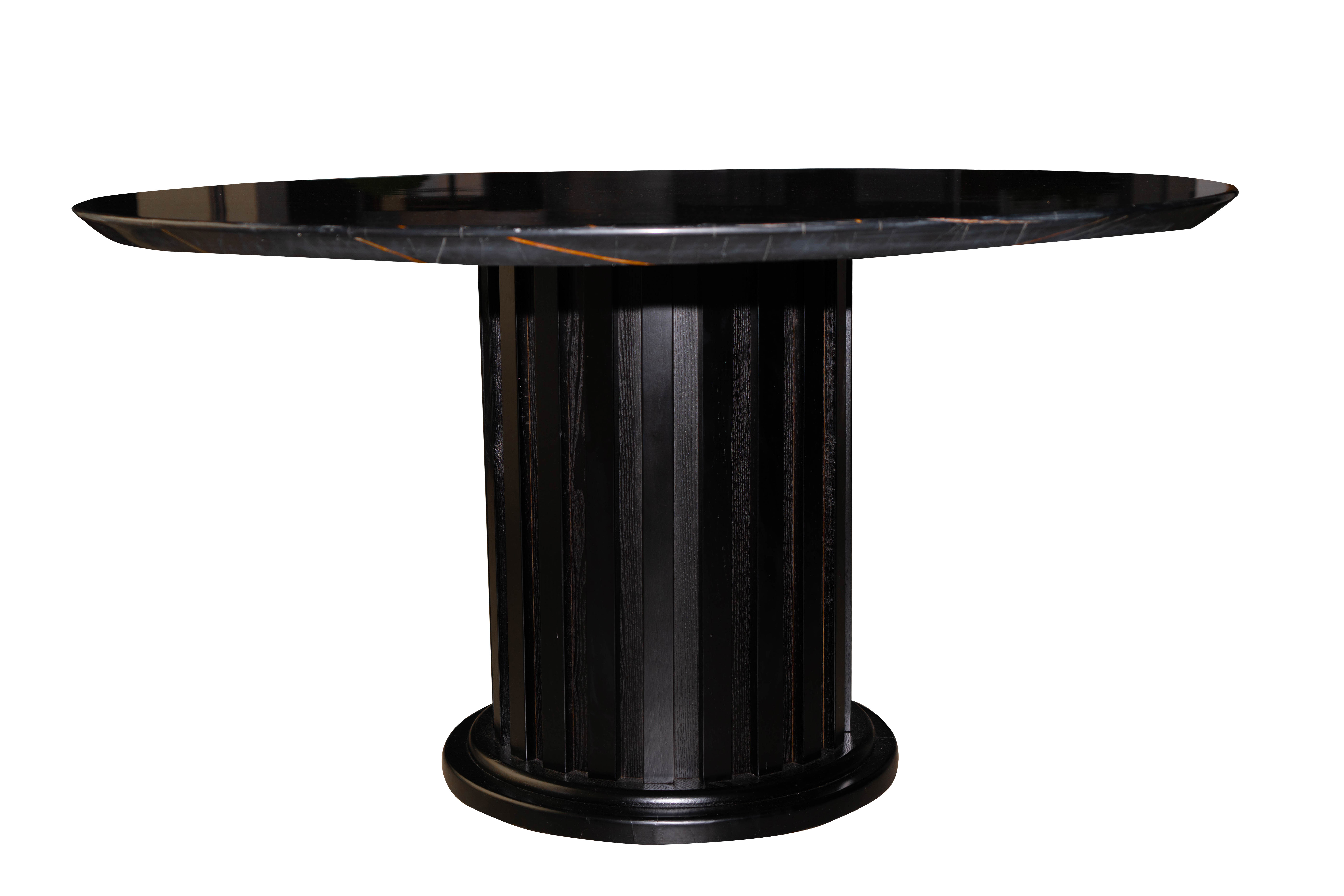 Black Galaxy 6-Seater Round Dining Table - Black 