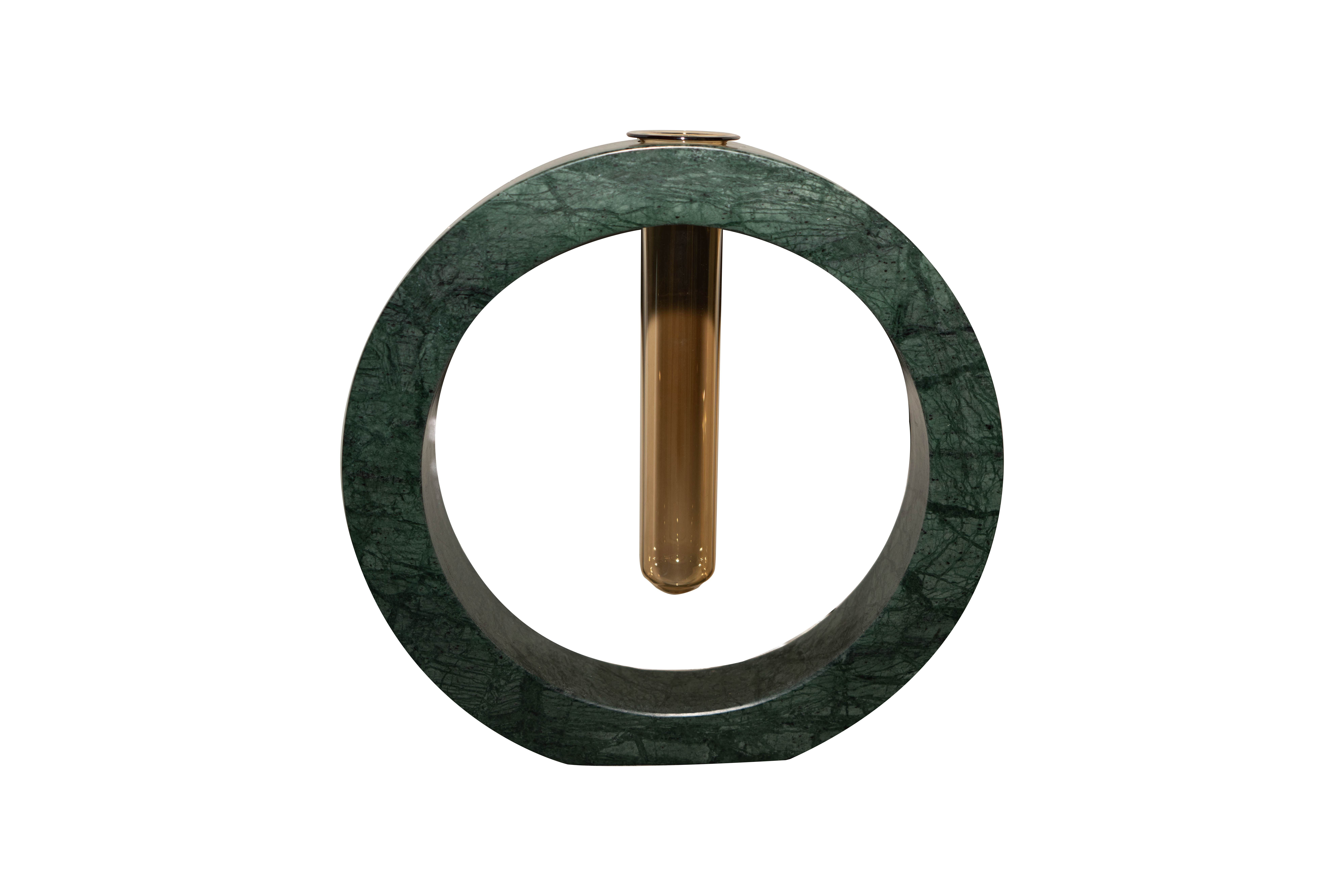 Round Stem Vase with Tube - Green - Big