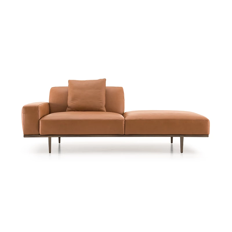 Erin Leather Chaise-Tan