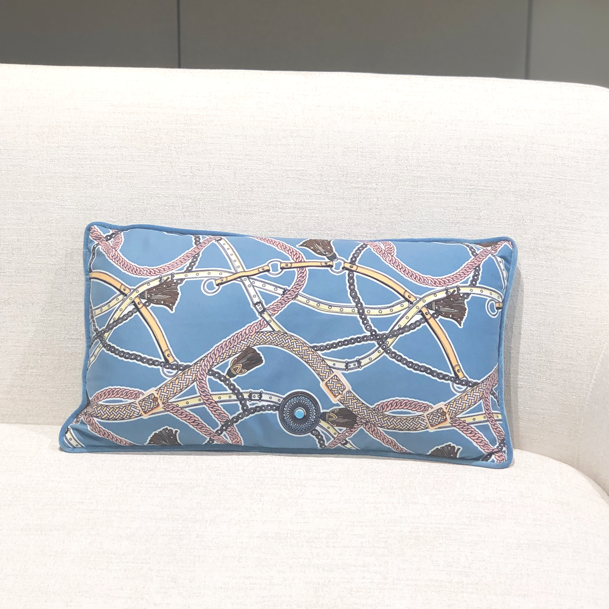 Horse Tassel Belt 28x50cm Filled Cushion-Blue