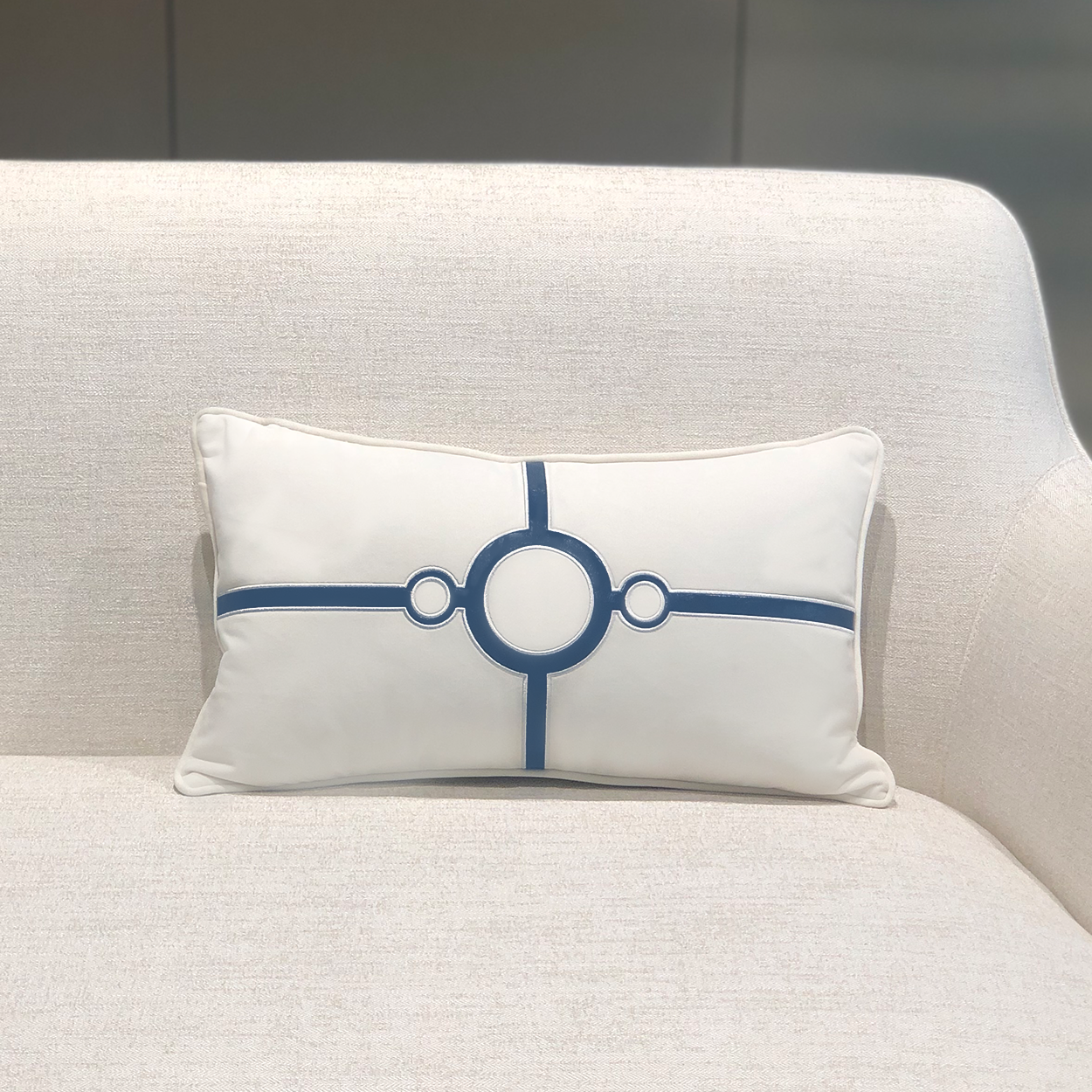 Knot Silk Leatherette 28*50cm Cushion-Off White