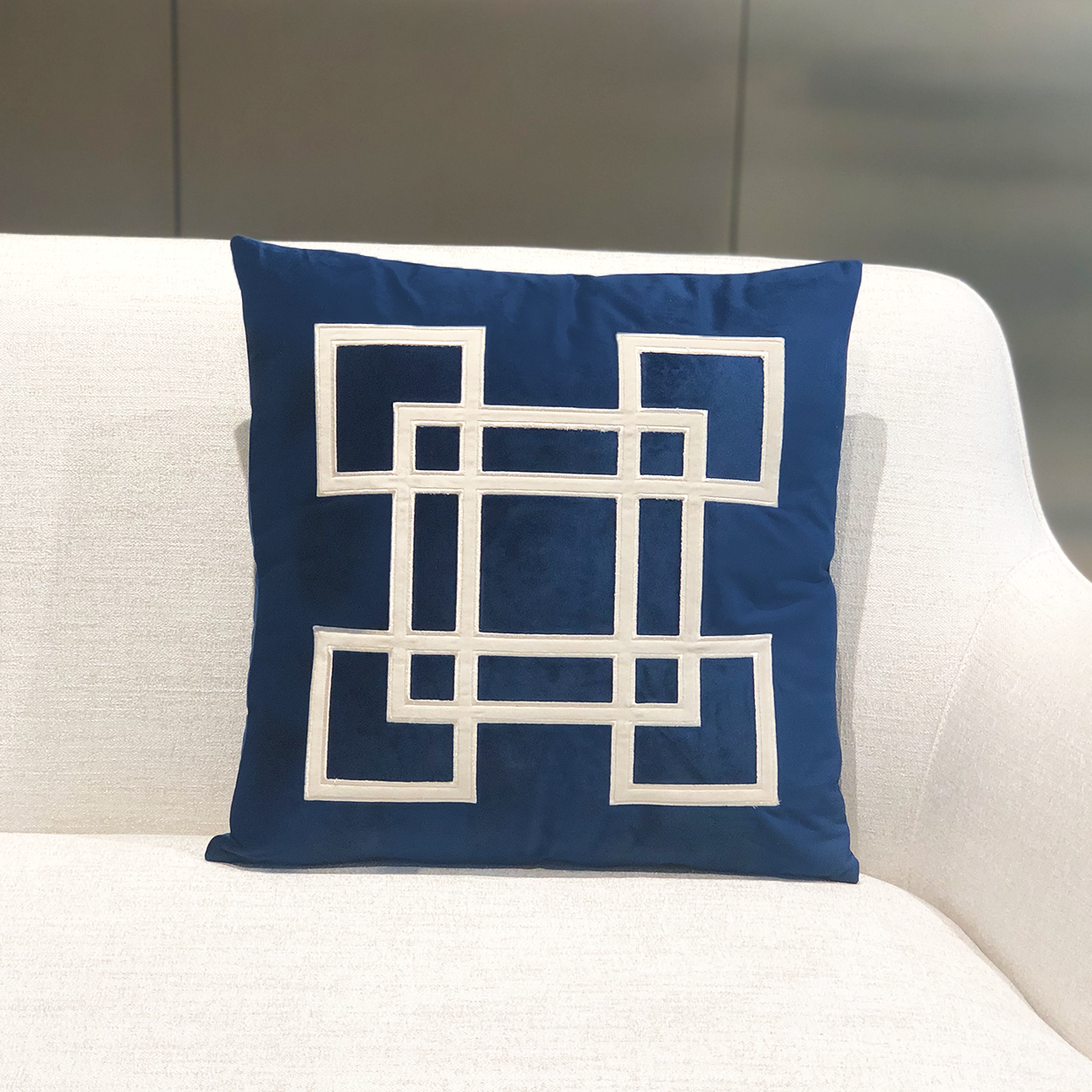 Squared Links 45*45cm Cushion-Navy Blue
