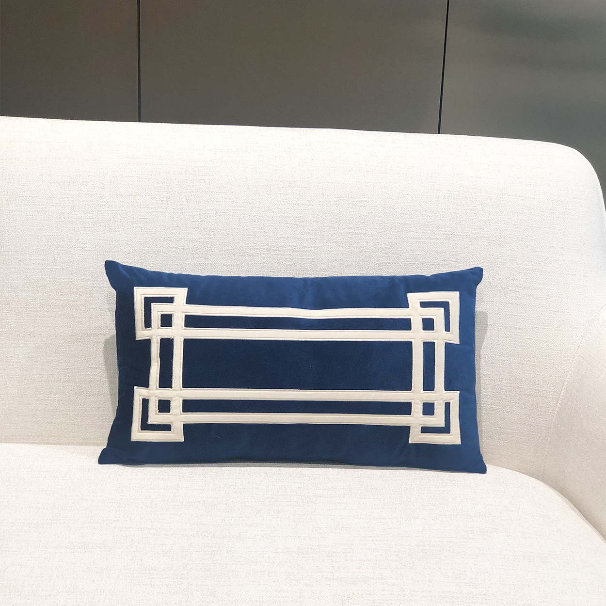 Squared Links 28*50cm Cushion-Navy Blue