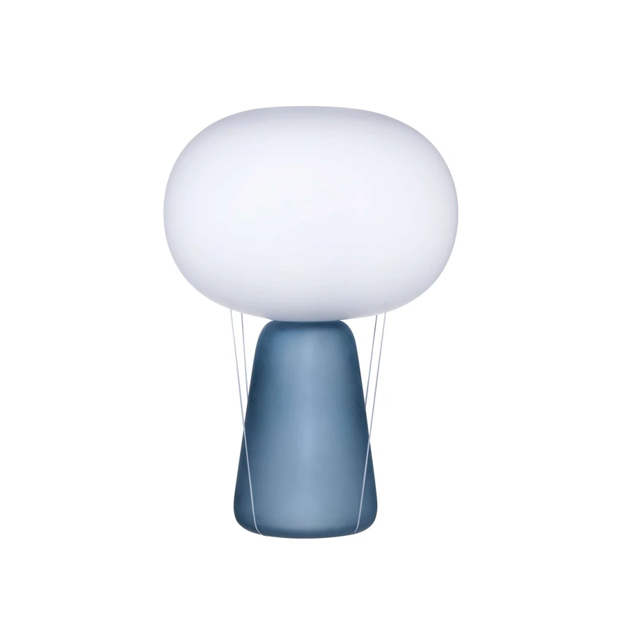Blow Table Lamp Blue Base with Opal Top