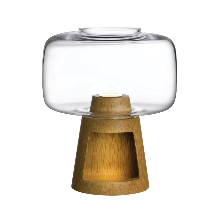 Tree Lamp with Clear Glass and Oak Base