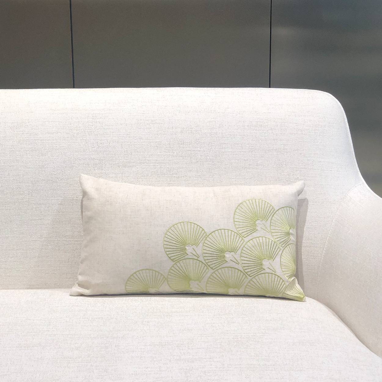 Flabellate 28*50cm Embroidered Cushion