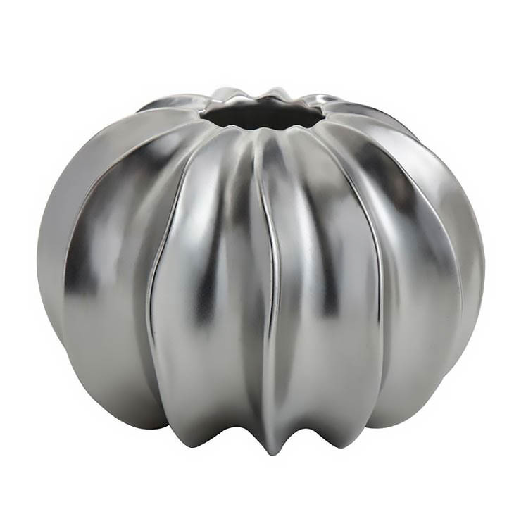 Deco Textured Glossy Vase - Silver - Big